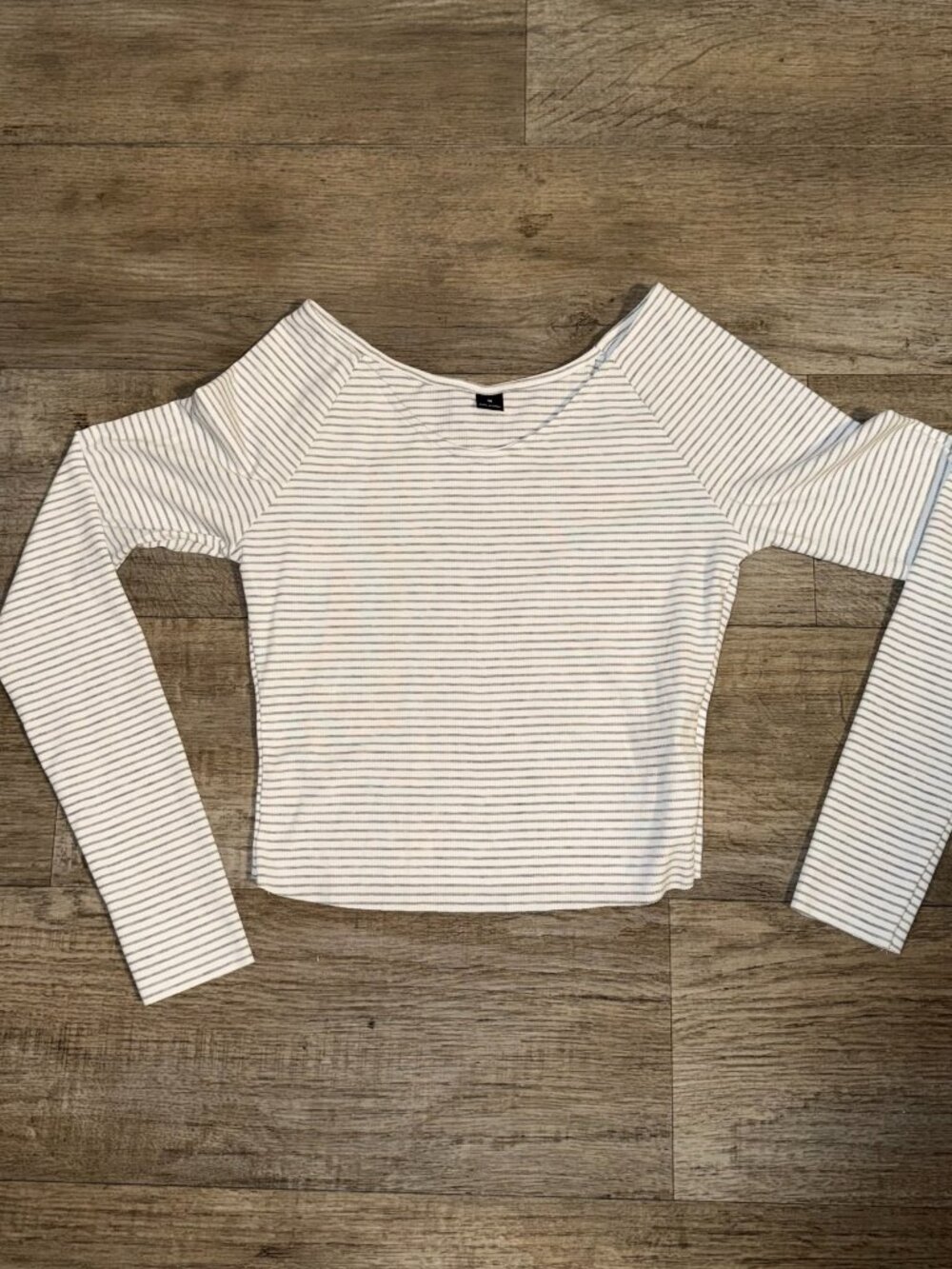 Shein Long Sleeve Top White and Gray